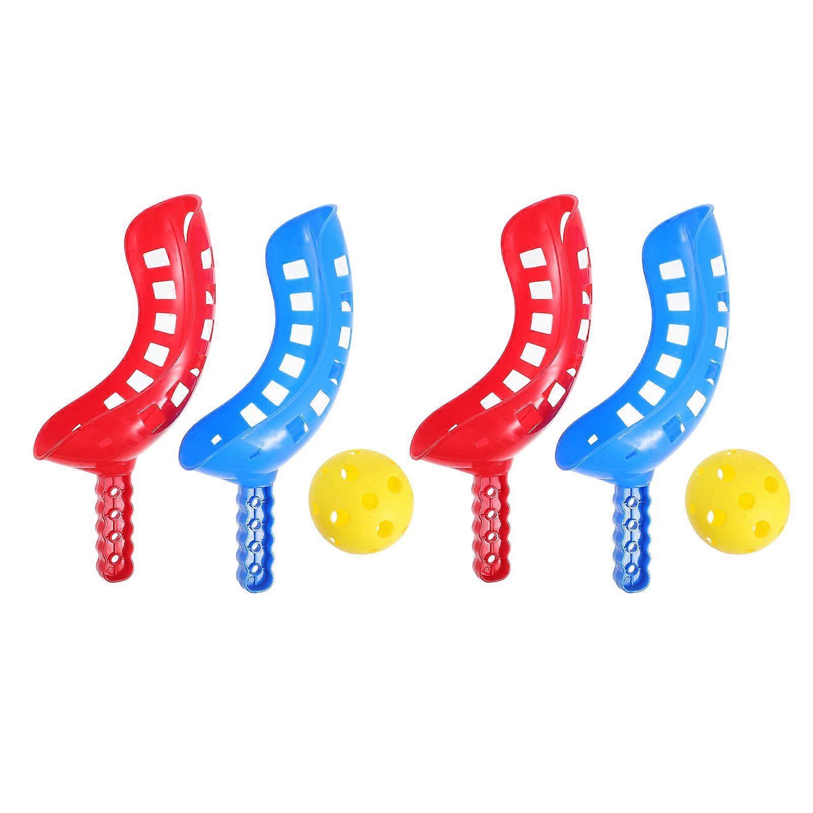 2 Sets Hollow Out Scoop Ball Game Launch and Catch Game Children Outdoor Backyard Play Activity Kids Garden Toss Game(4pcs Transmitter and 2pcs Balls)