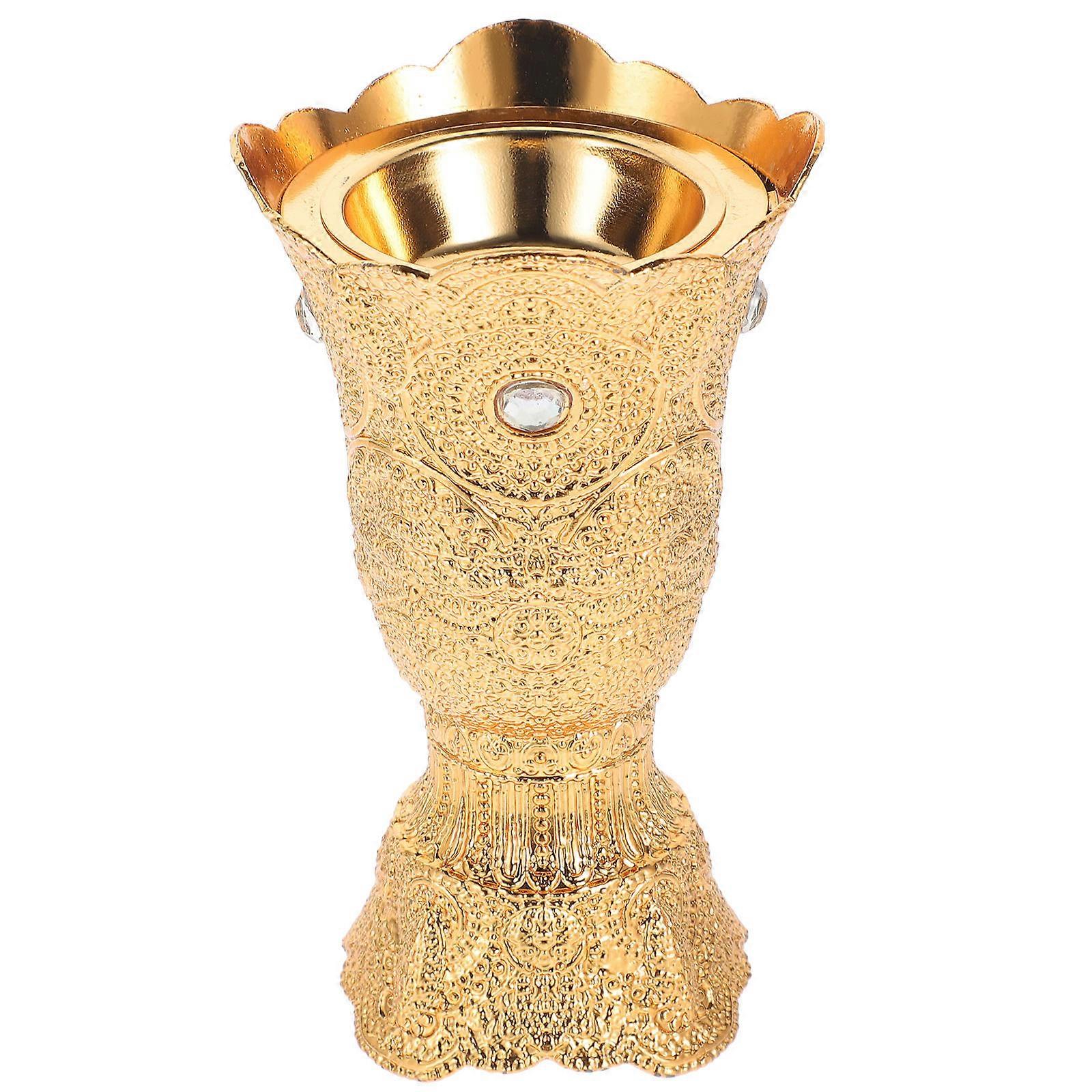 Middle East Censer 4Pcs Tall Base Incense Cone Burner Indoor Decor Aromatherapy Golden Color Iron Material