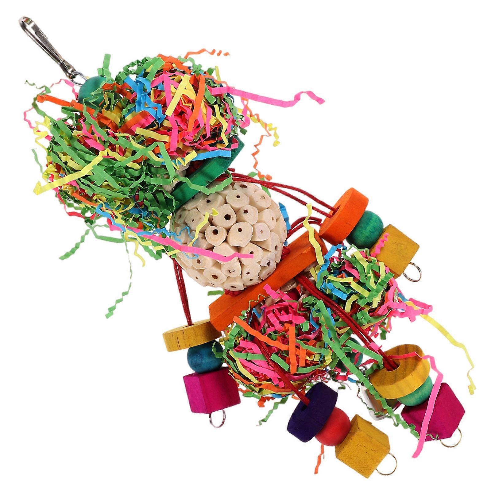 Bird Shredding Toy Wood Hanging Chew Toy for Birds 4Pcs Set