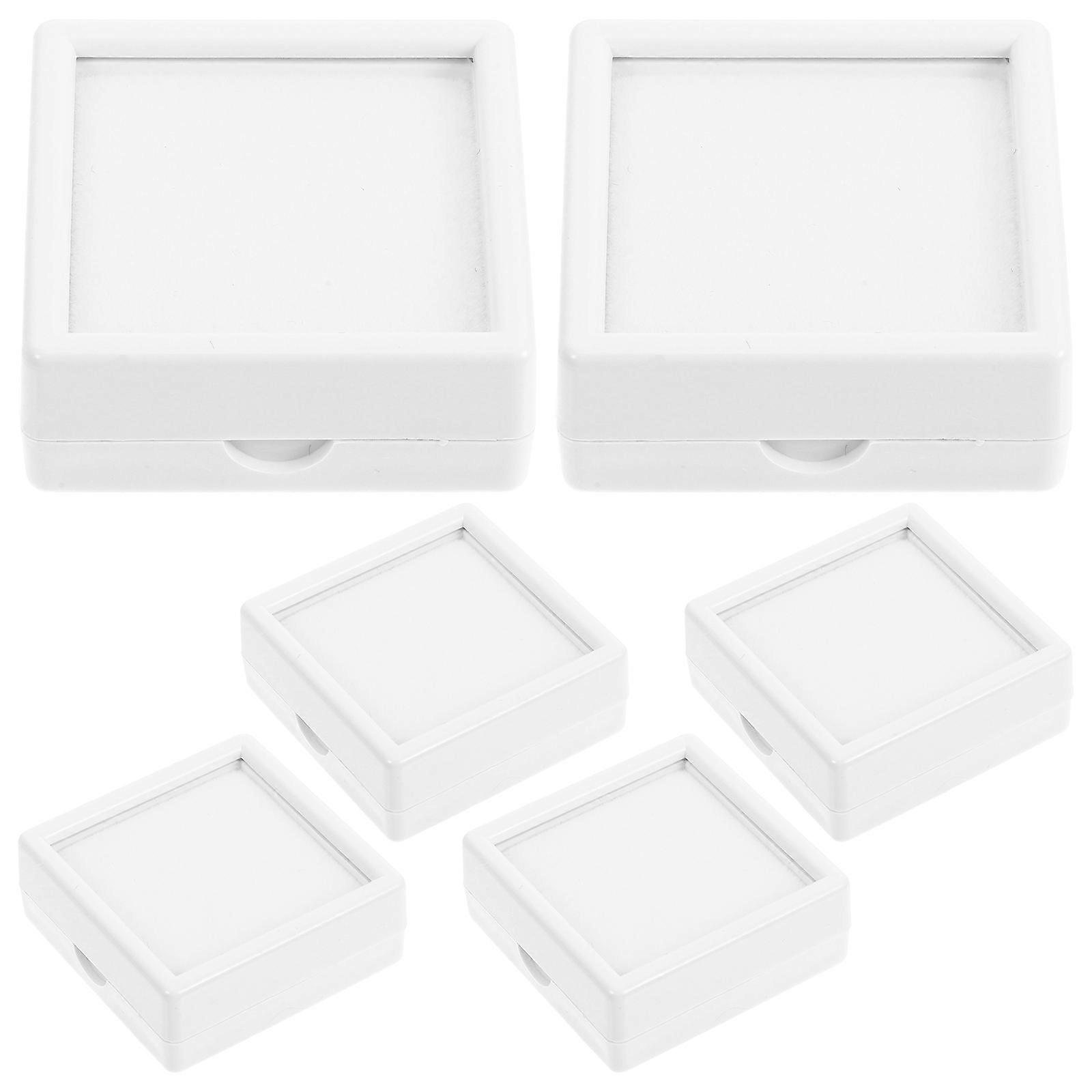 Stone Display Jewelry Box for Organizing Rocks 18Pcs with Clear Glass Lid