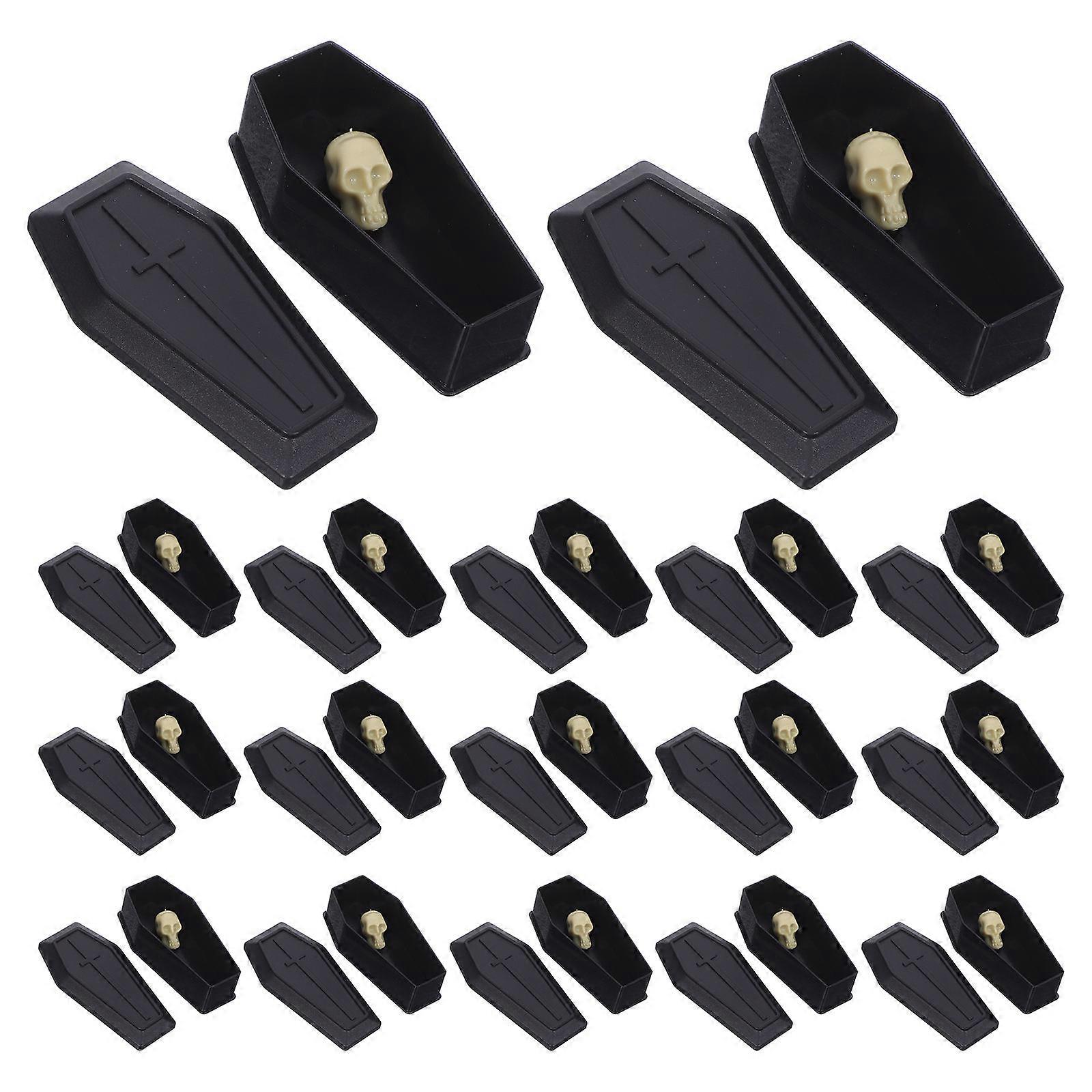 Mini Skull Coffin Figurines for Halloween Scene Ornaments 60Sets Collection