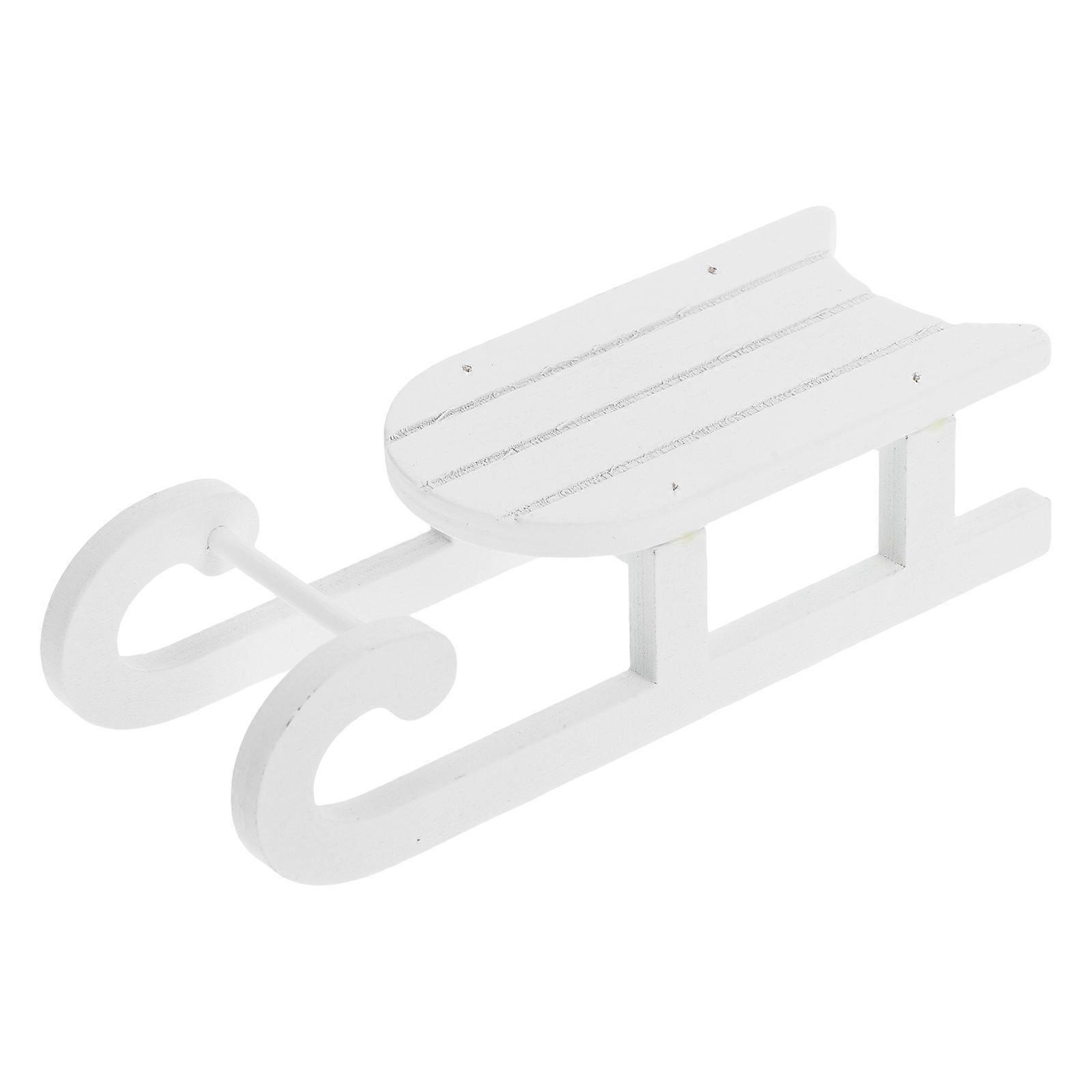 White Wooden Sleigh Model for Desktop Display Holiday Decor