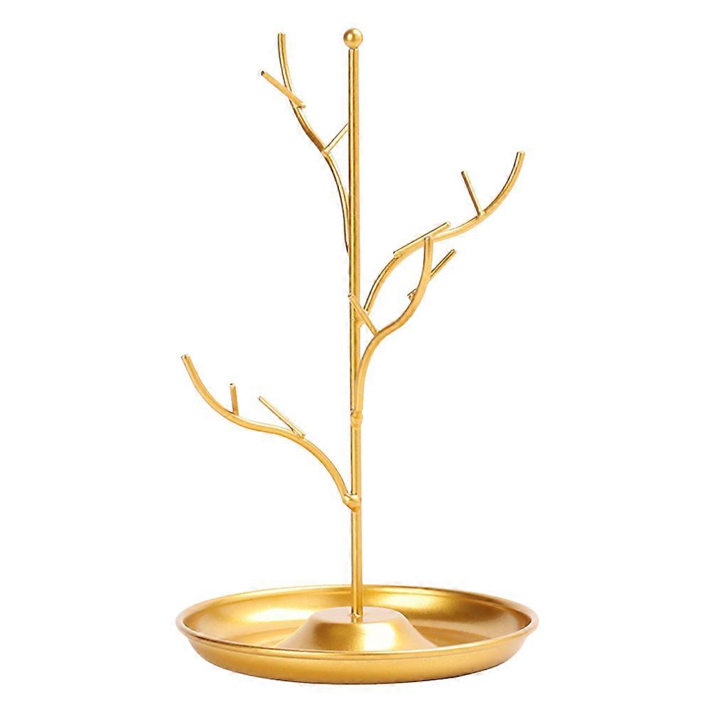 Golden Jewelry Storage Rack Tree Branches Design for 2Pcs Necklaces