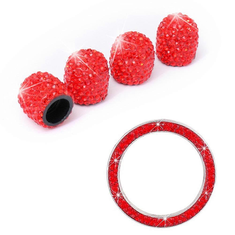 Tire Dust Cap Car Stem Caps for Ignition Button Ring 5Pcs Set
