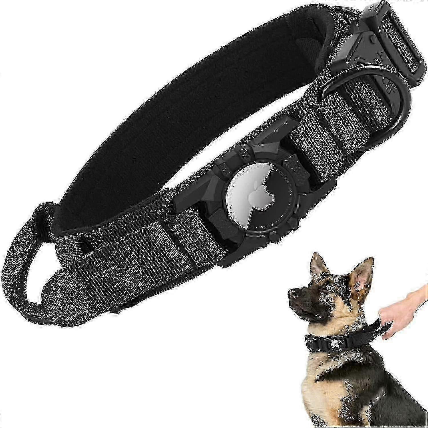 Tactical Airtag Dog Collar, Heavy Duty Air Tag Dog Collar, Military Dog Collar With Airtag Holder And Handle_Lucky_B