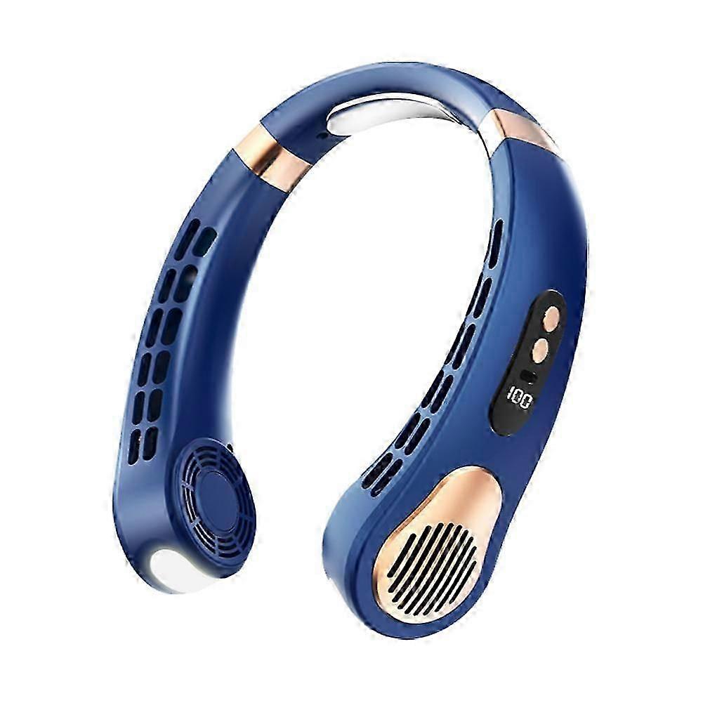 5 Speeds Portable Neck Hanging Usb Rechargeable Bladeless Digital Display Fan