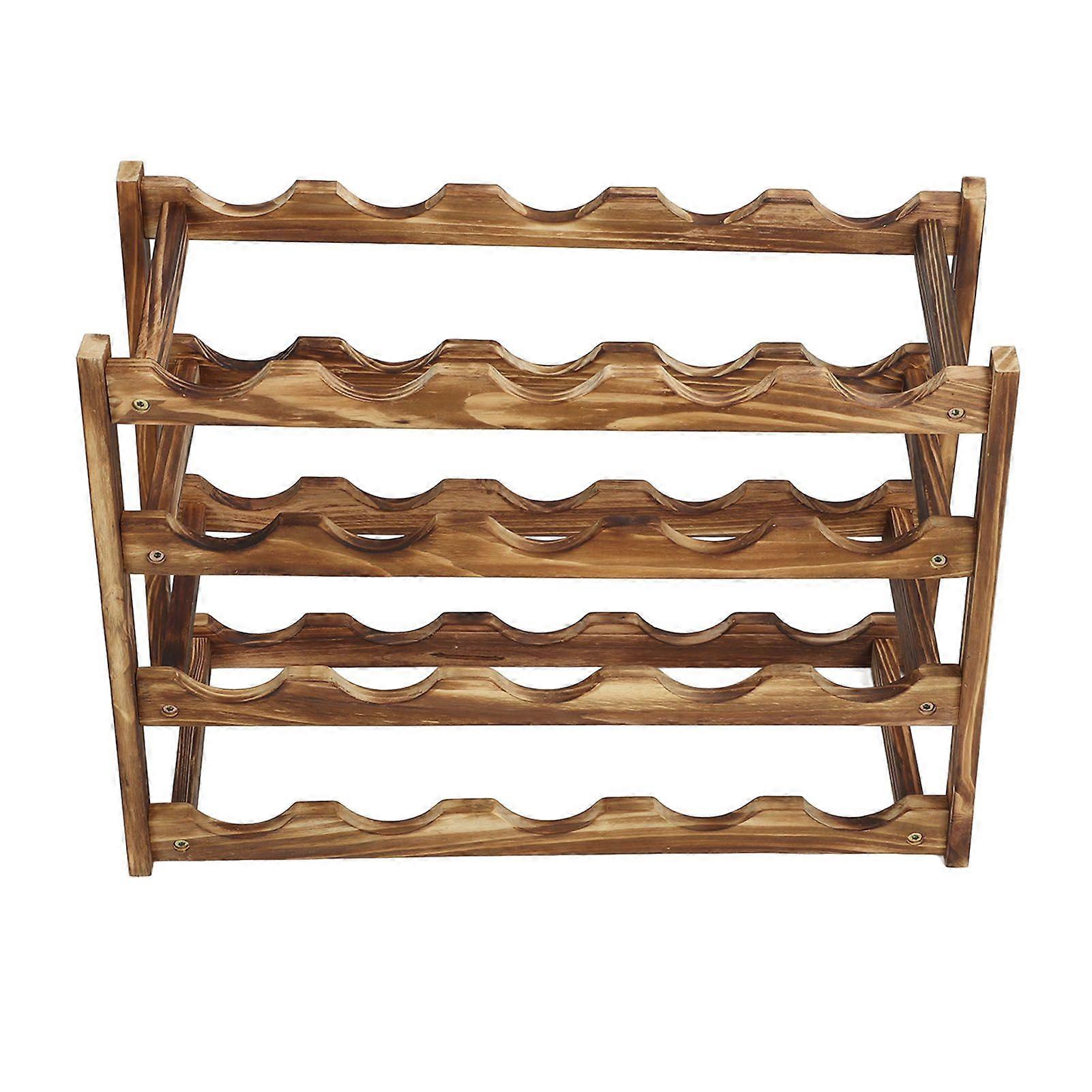 Wine Rack Pine Wood Wine Bottle Storage Shelf Display Organizer Decor for Countertop Home 4 Layer 20 Bottles Capacity