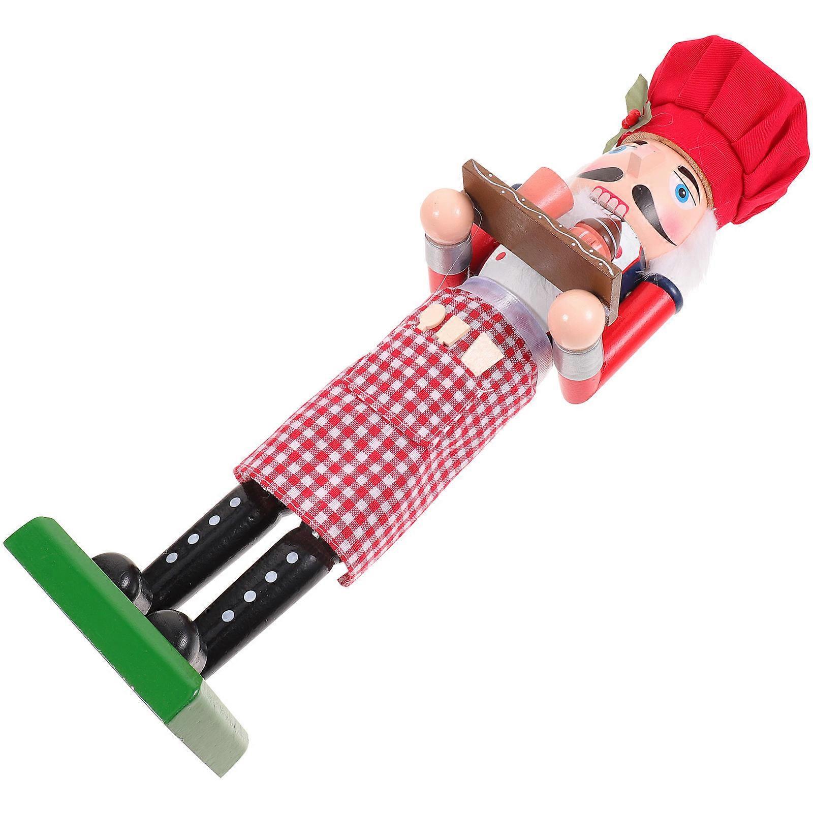 Wooden Nutcracker Baker Ornament for Festival Featuring 2Pcs Nutcracker Soldiers