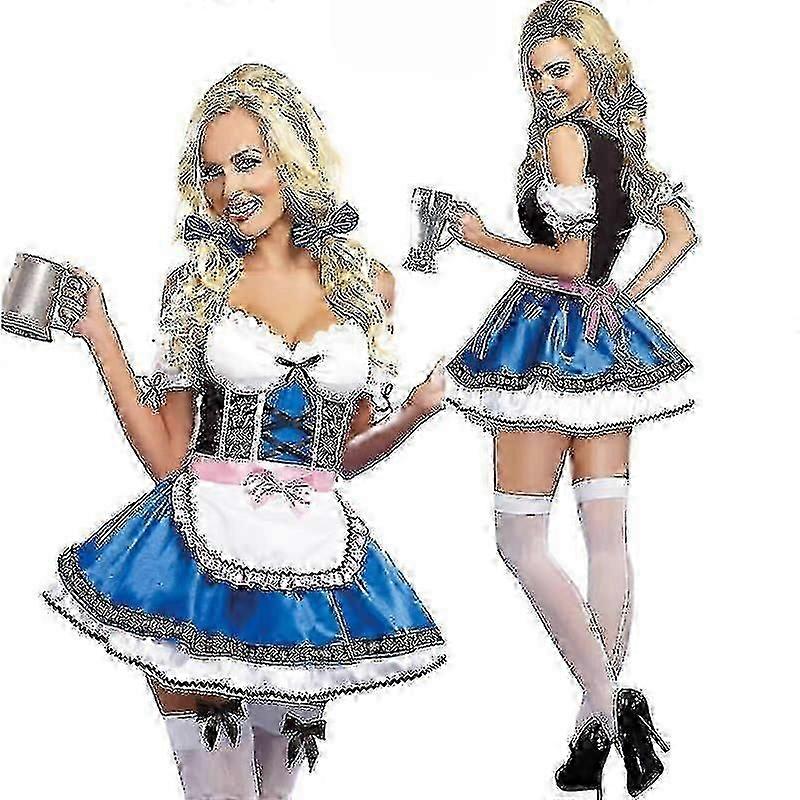 女性オクトーバーフェストコスチュームドイツバイエルンビールメイドコスプレパレード居酒屋ファンシーパーティーセクシーな制服ドレスvxz