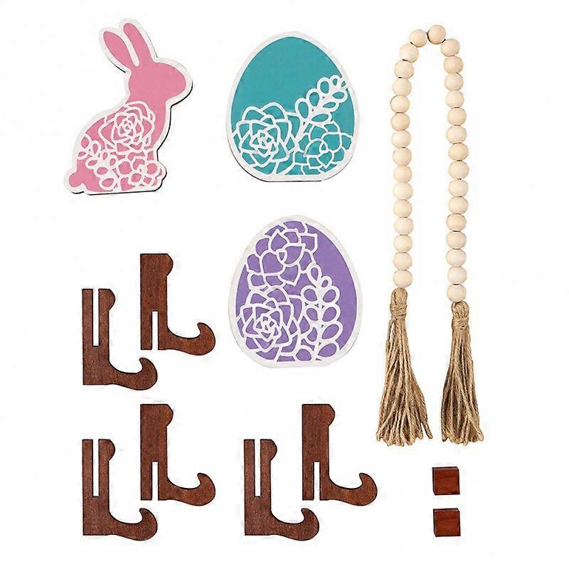 Easter bunny egg style tabletop atmosphere arrangement ornaments layered tray decoration + tassel wood beads