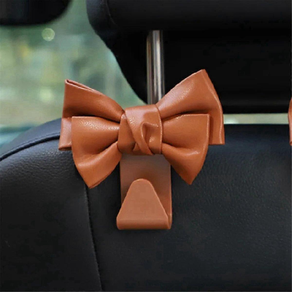 6pcs Multifunctional Backseat Hooks Car Interior Storage Bag Hooks Cute Bow Shape
