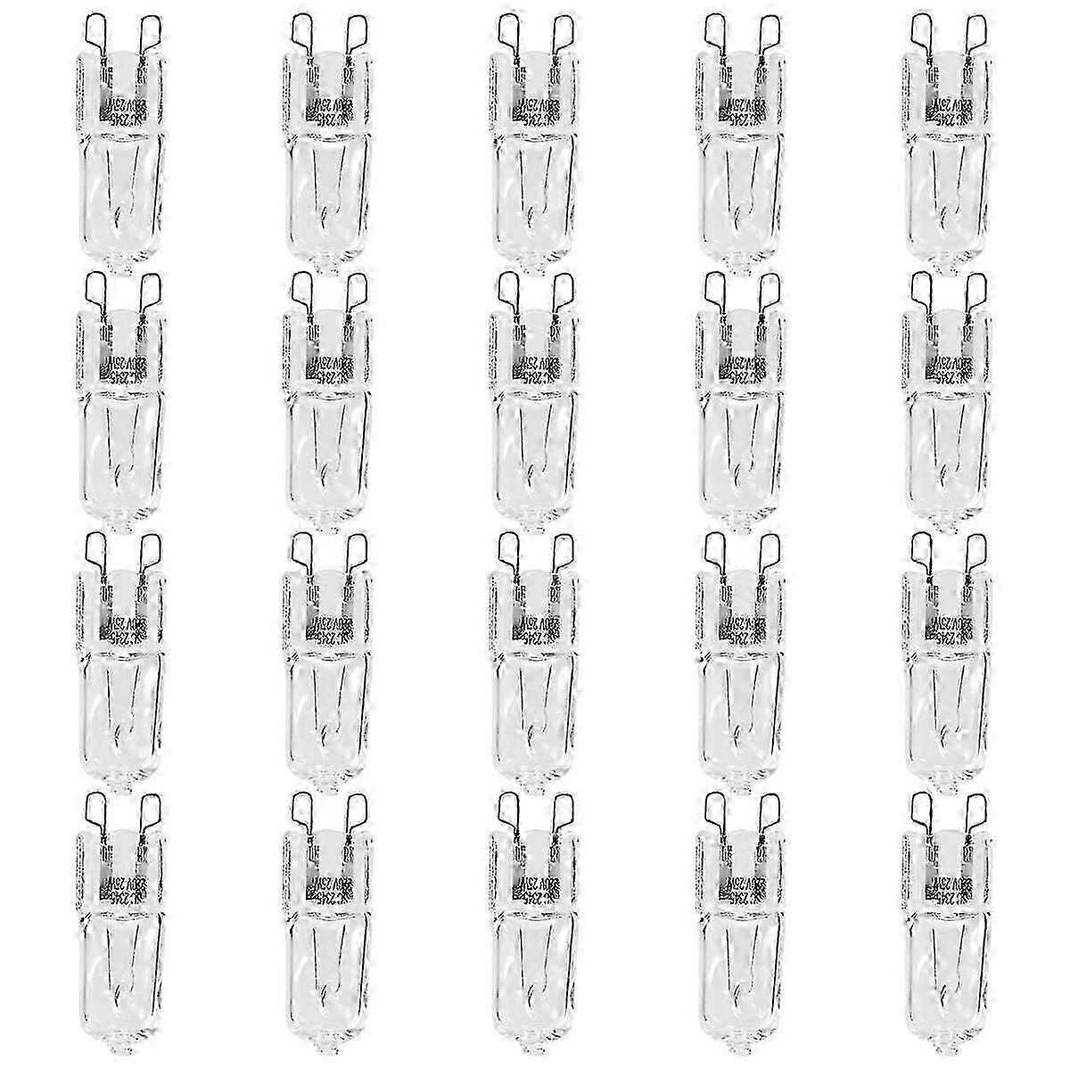 Lot de 20 ampoules halogènes G9, 25 W, transparentes, à intensité variable, 2 800 K