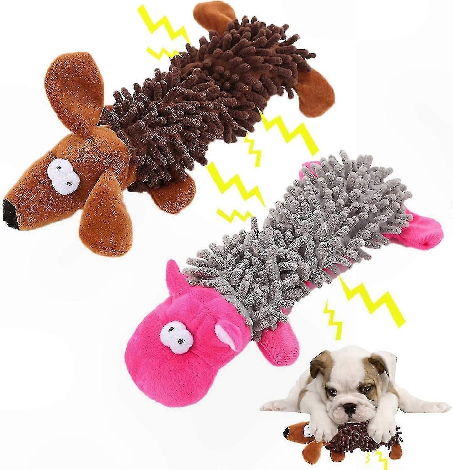 Plush Squeaky Dog Toys, Interactive Chew Toys for Small and Large Dogs, Set of 2 Soft Playful Pet Toys