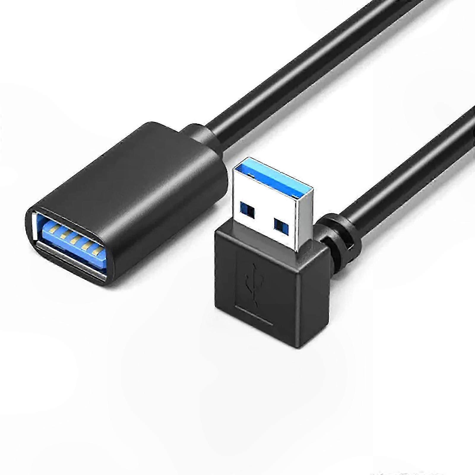 USB3.0 Angled Extension Cable Male to Female 90 Degree Angled Head USB Cord 5Gbps for Space Saving and Easy Access