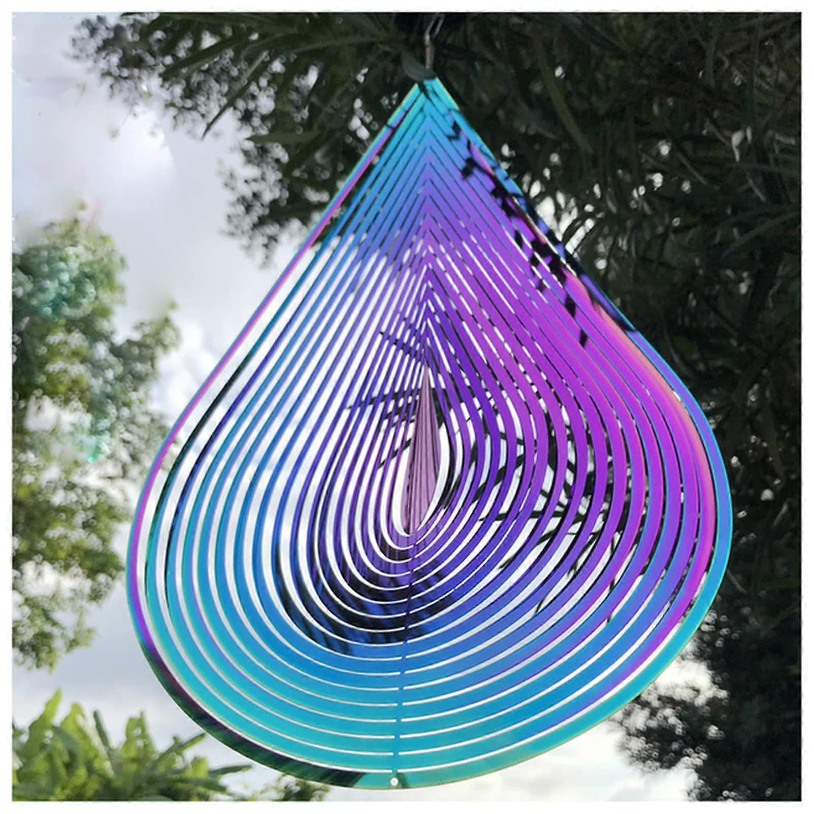 Wind chimes 3D Round Rotating Design, FlowingLight Effect, Outdoor Hanging Wind Spinners, Colorful Drop Shape Decor