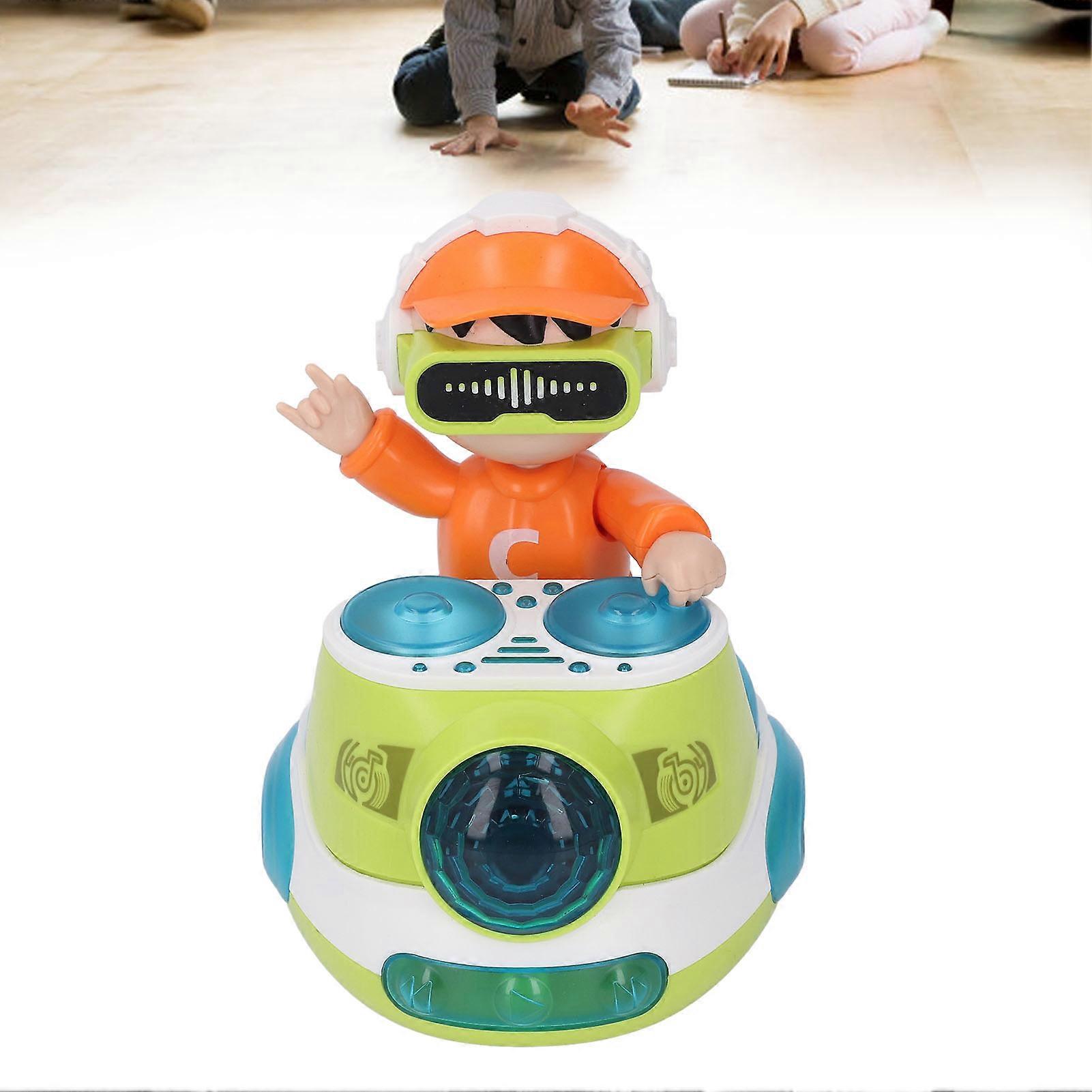 DJ Bouncing Beat Rock Boy Dancing Toy with Music Flashing Light Universal Wheel Automatic Movement Robot Toy Car for Toddlers Green 