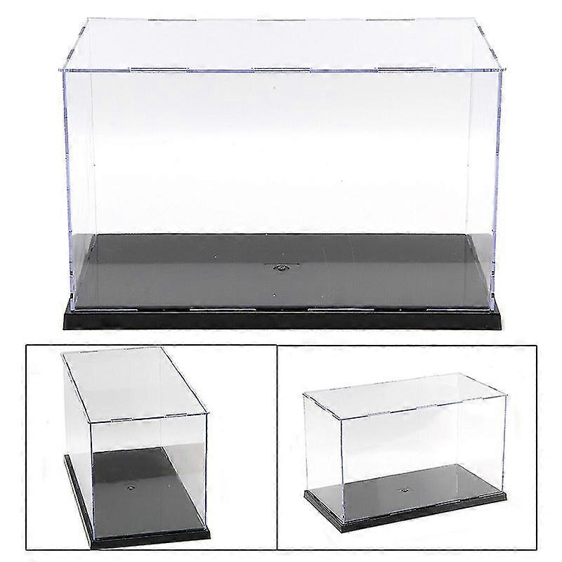 25-26 30cm Perspex Acrylic Display Case H Box Plastic Base Dustproof Figure Trophy