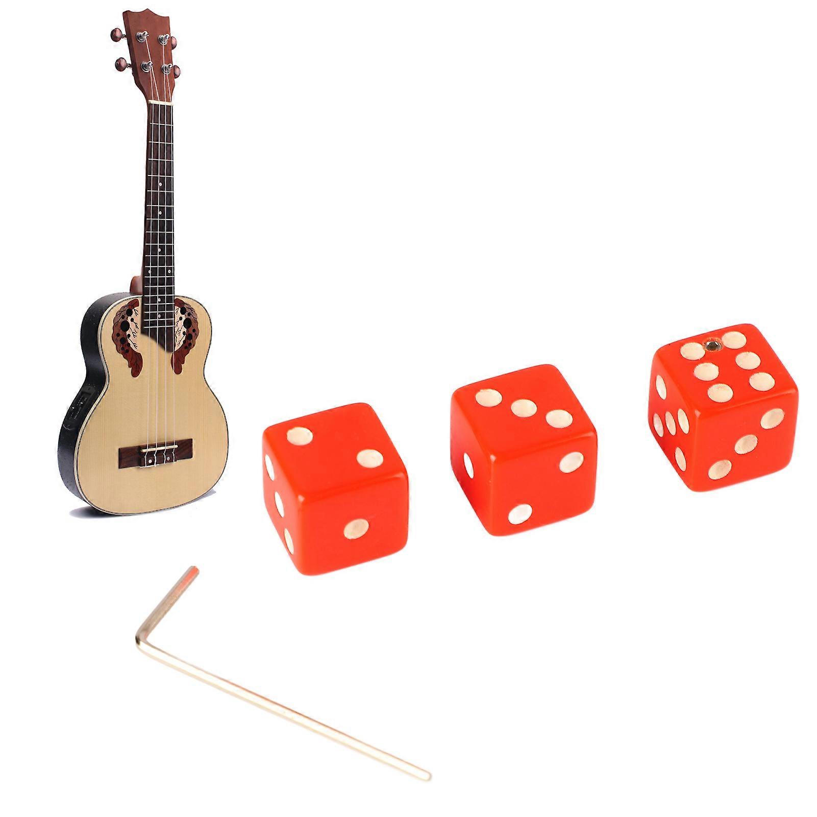 3PCS Guitar Volume Control Knobs Dice Shape Speed Control Knobs with Wrench Plastic Musical Parts Red 
