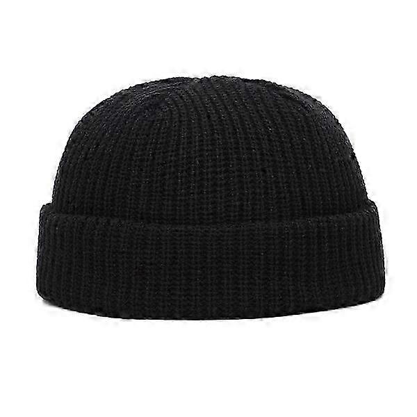 Ydcy Homme Tricoté Chapeau Bonnet Bonnet Crâne Marin Casquette Manchette Brimless Retro Navy Style B