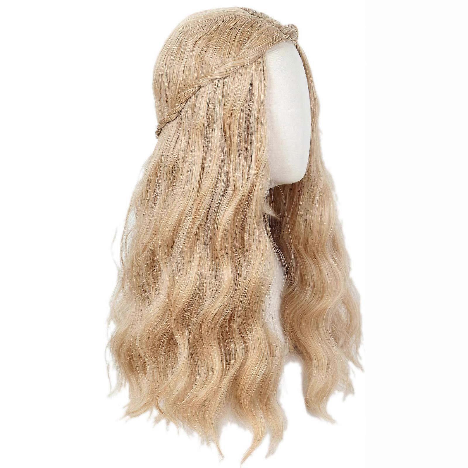 Braided Middle Part Curly Wigs Breathable Net Heat Resistant Low Maintenance Hairpiece For Work Event Party Gatherings Multicolor