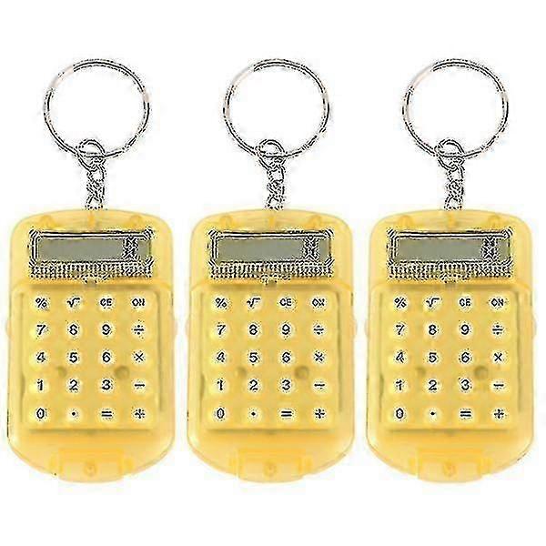 3pcs Mini Key Ring Shaped Calculator Electronic Calculator Portable Calculator For Kids Students Test(random Color) hwySH