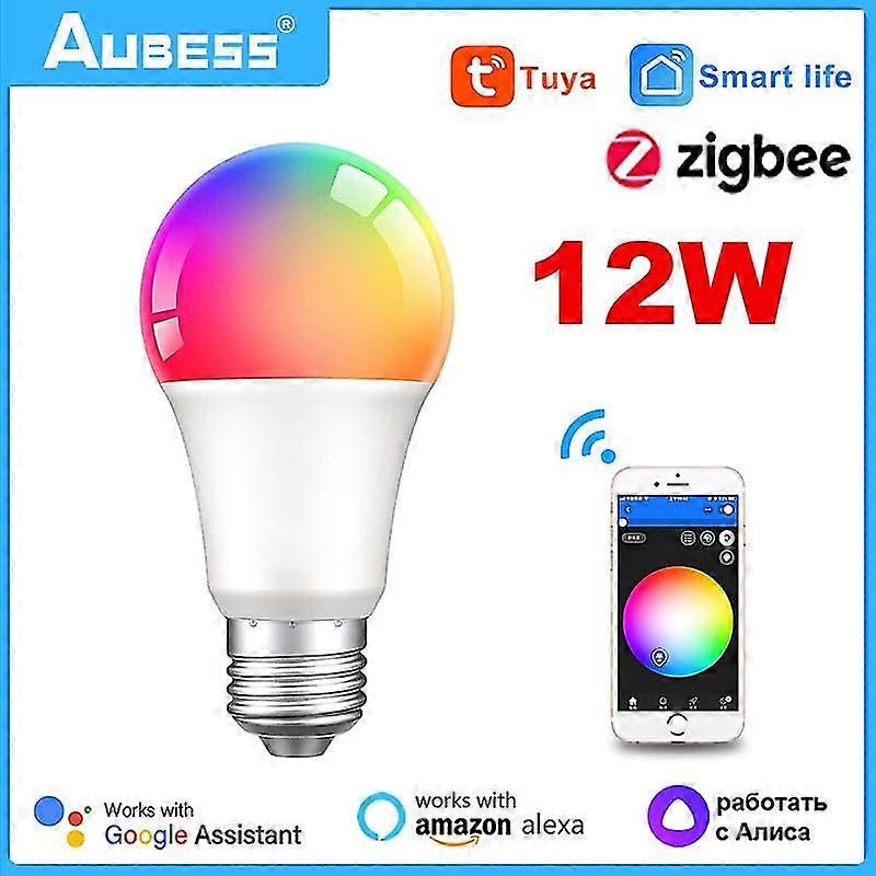 9w 15w Tuya Zigbee 3.0 Led Light Bulb E27 Rgbcw Lamp Smart Home Dimmable Bulb Voice Remote Control Work