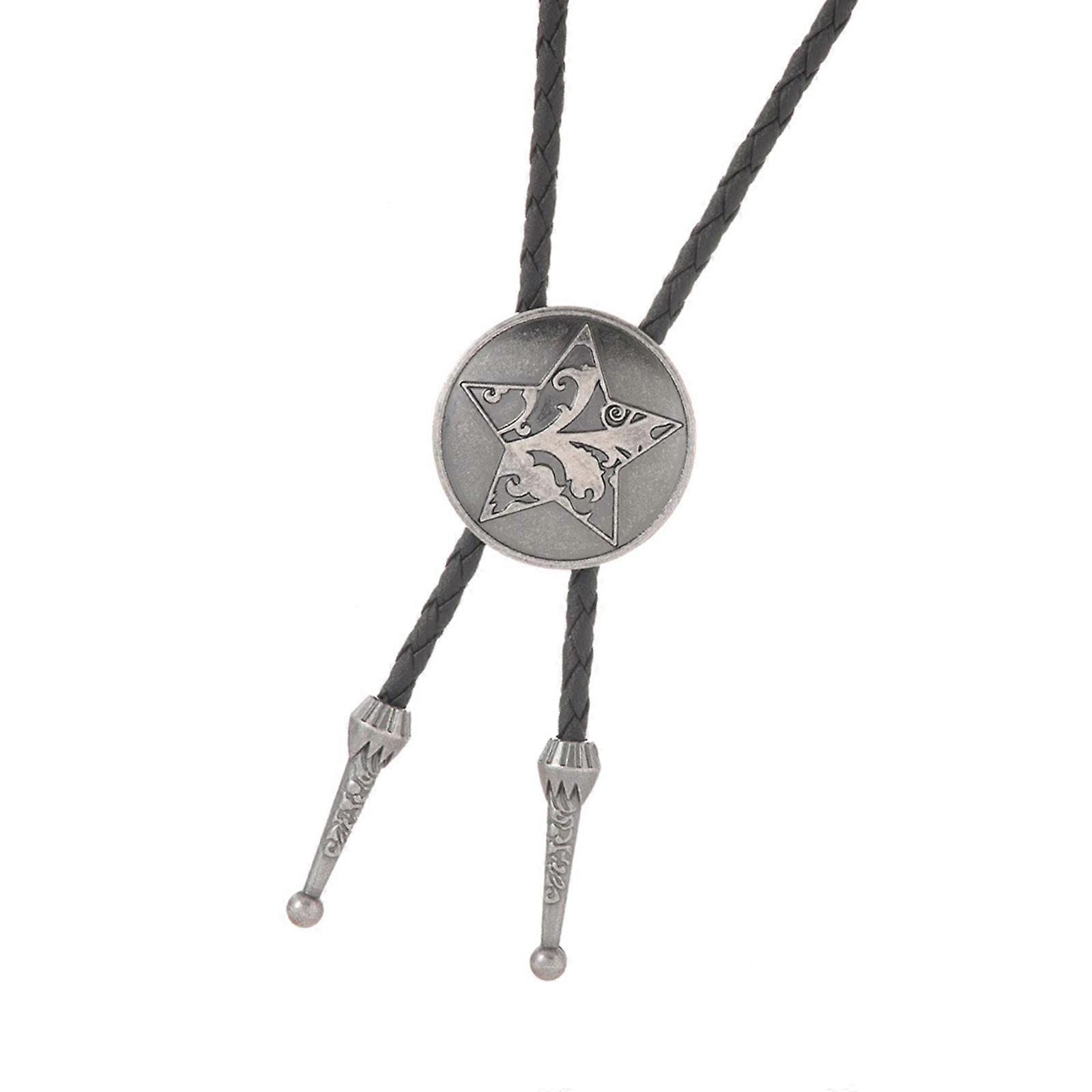 Lightweight Metal Pendant Bolo Tie With Adjustable PU Cord For Various Uses  Ancient silver