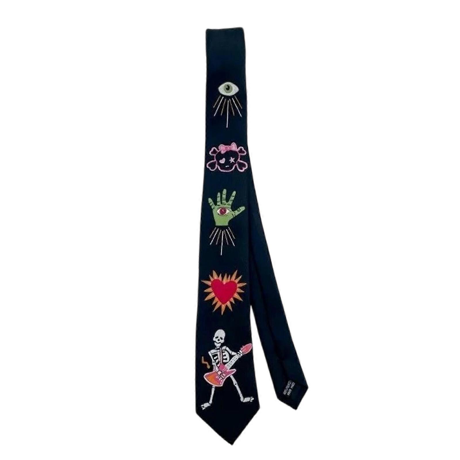 Unique Themed Black Embroidered Necktie From Wool For Comfortable Styles  Black