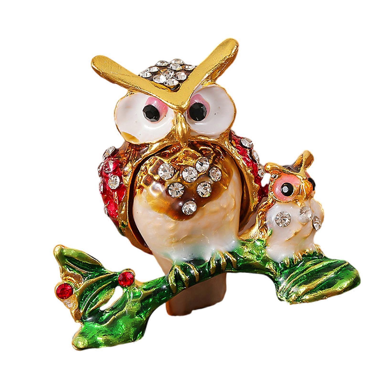 Artistic Owl Shape Zinc Alloy Decorative Container For Jewelry Display And Home Decors Essentials Multicolor