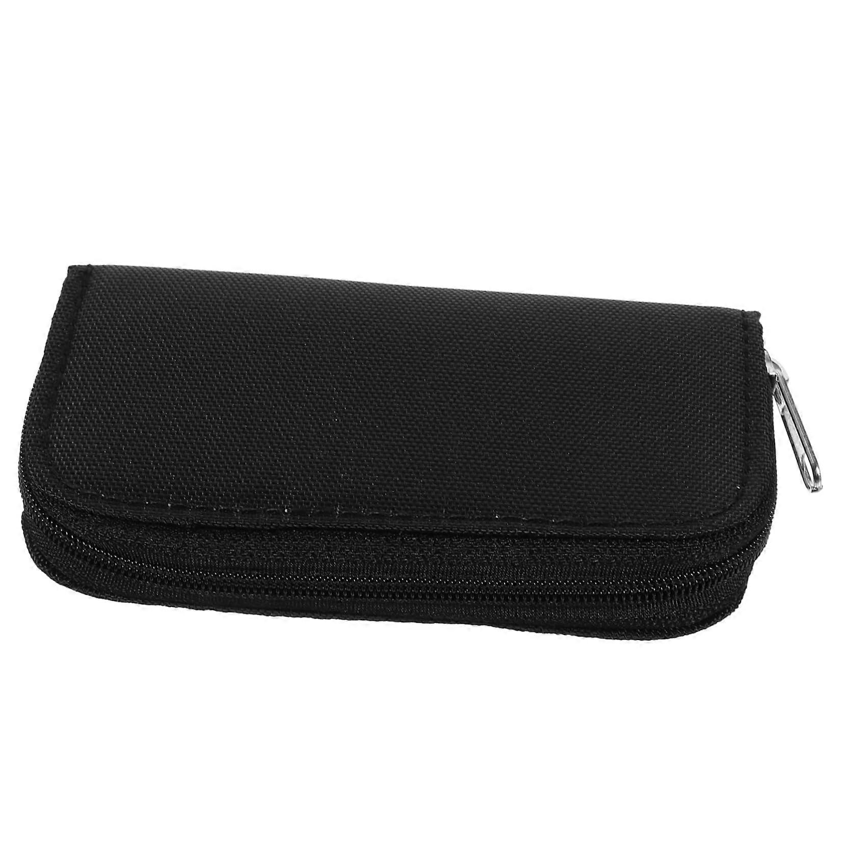 Memory Card Bag With Card Slots Zipper Organizer, Lightweight Black, Compact Card Storage