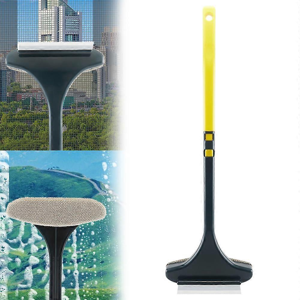Window Screen Cleaning Brush with Mesh Scraper, 2 in 1 Window and Glass Cleaner (Yellow Green)