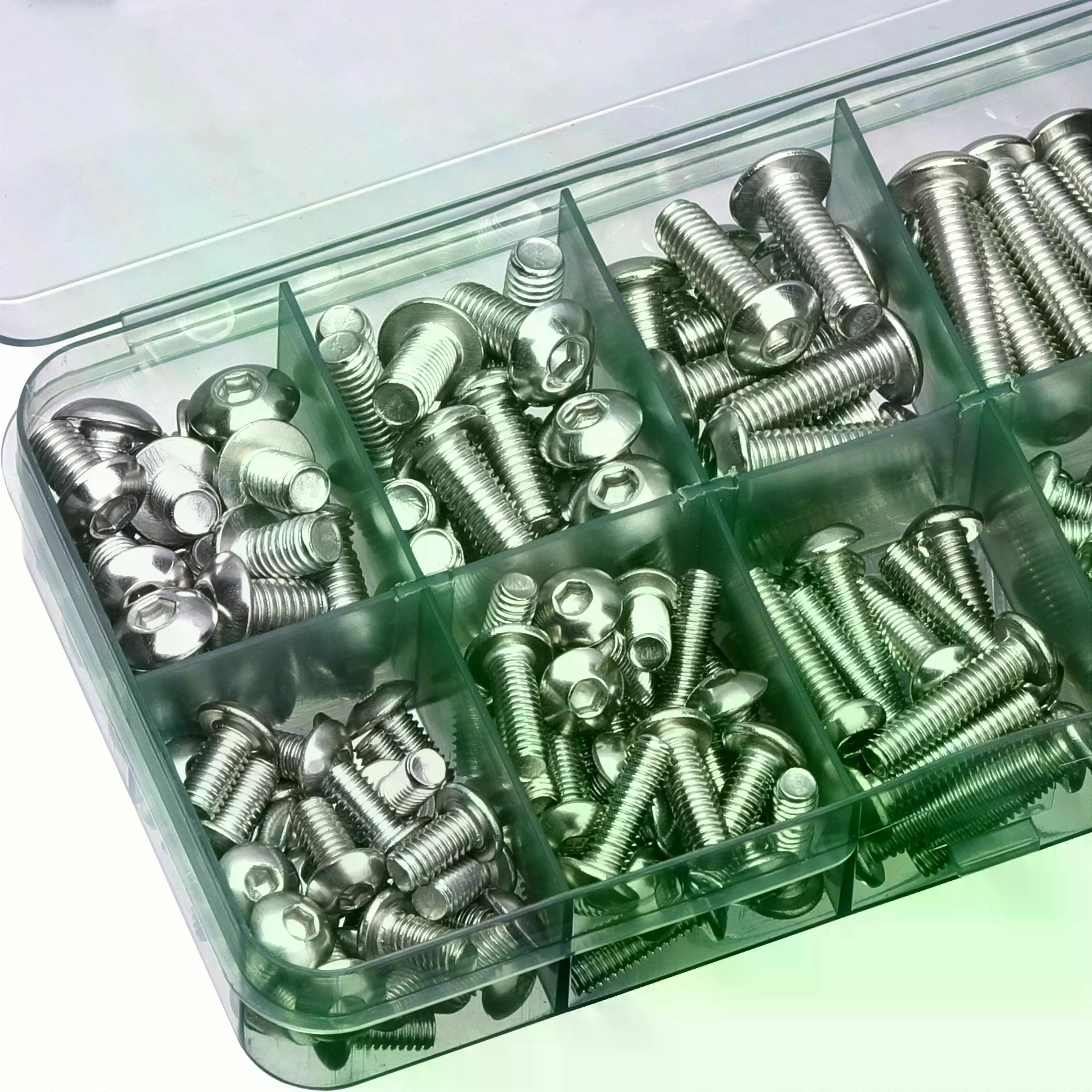 260pcs Stainless Steel Allen Screw and Bolt Combination Set | M4, M5, Hex Head | Includes Nut Wrench