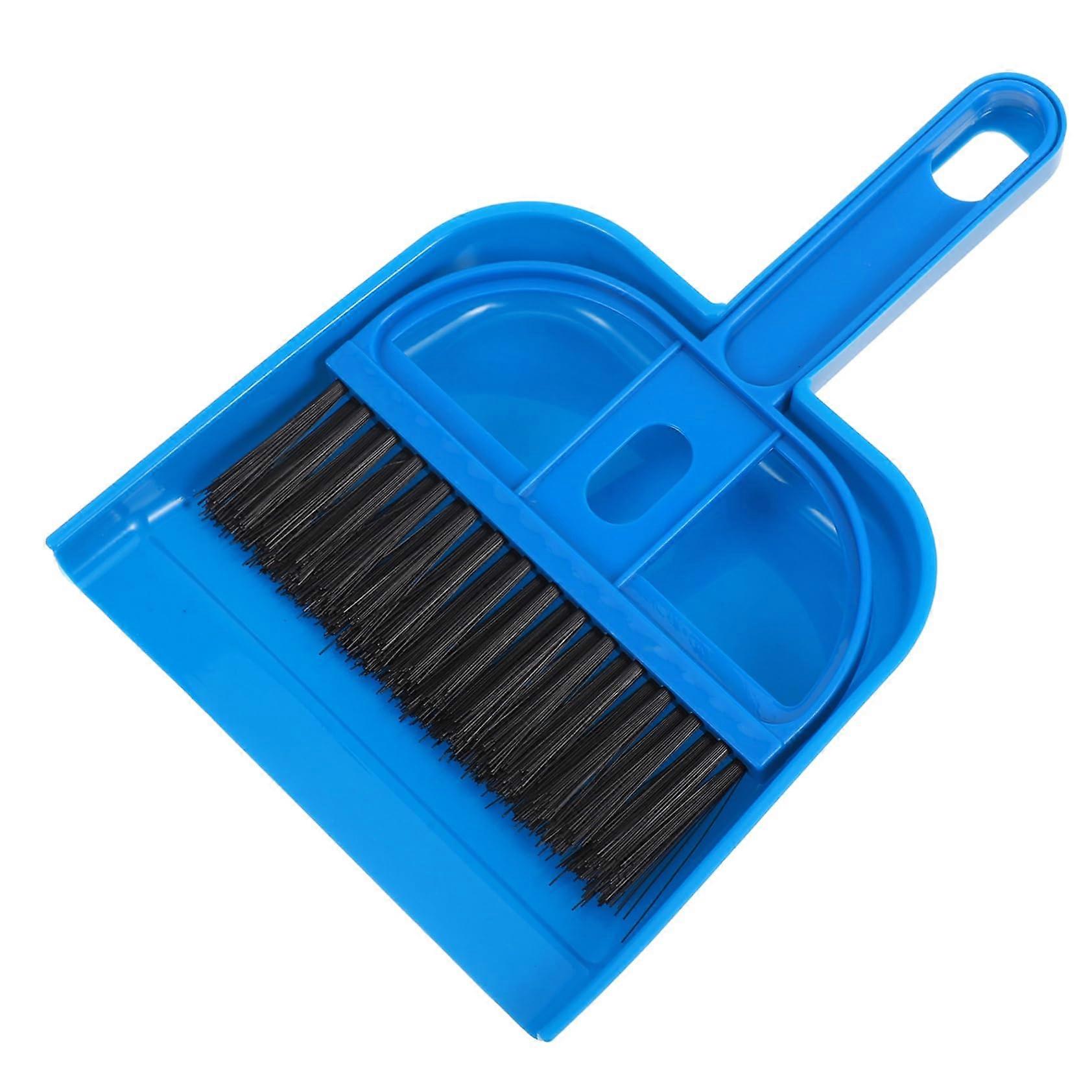 Mini Hand Broom and Dustpan Set with Soft Brush for Desk Table Crumb and Floor Cleaning Blue