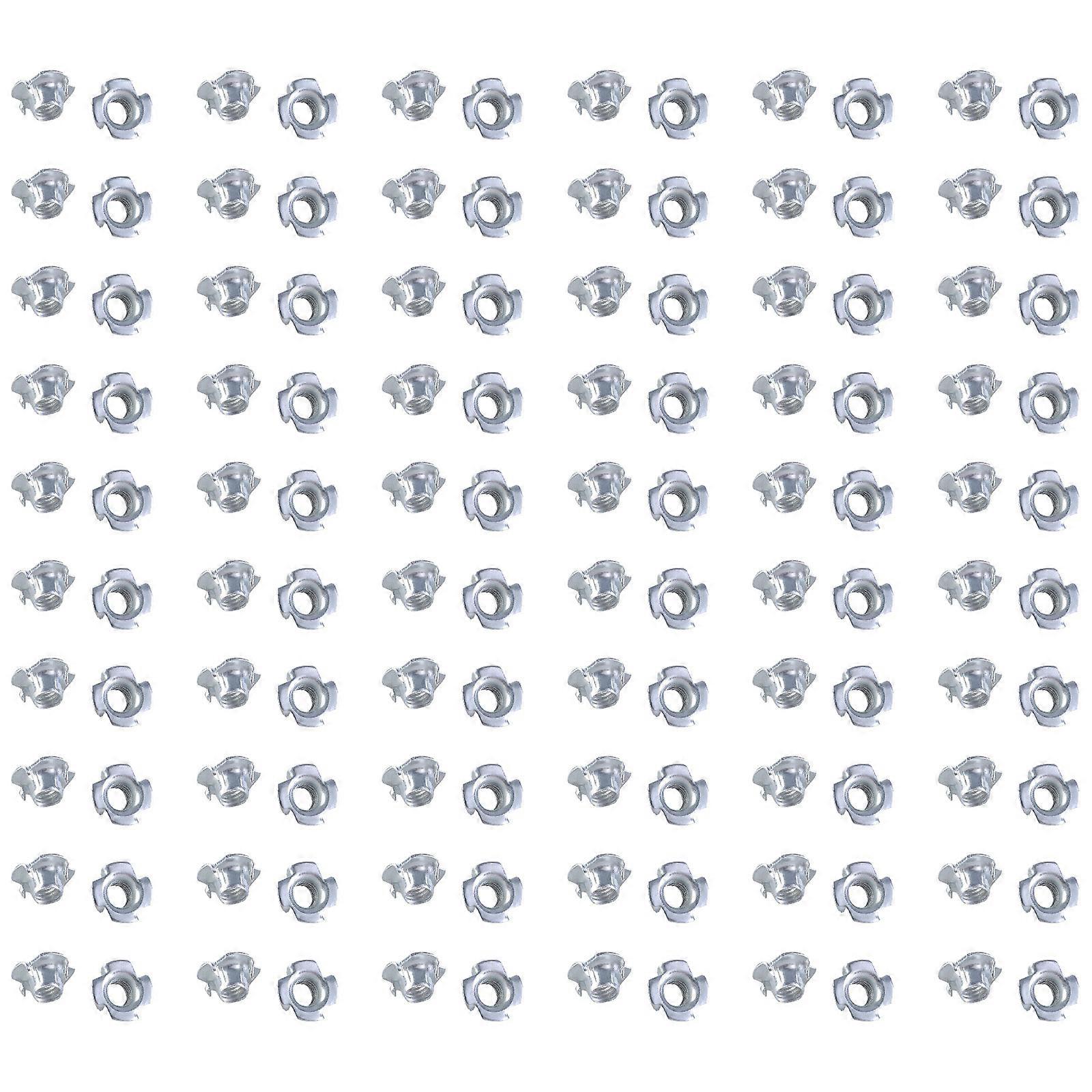 Four Jaw Threaded Inserts Corrosion Resistant T Nut Blind Pronged Tees 4 Jaw Tees Nuts for Wood Working Hardware Multicolor