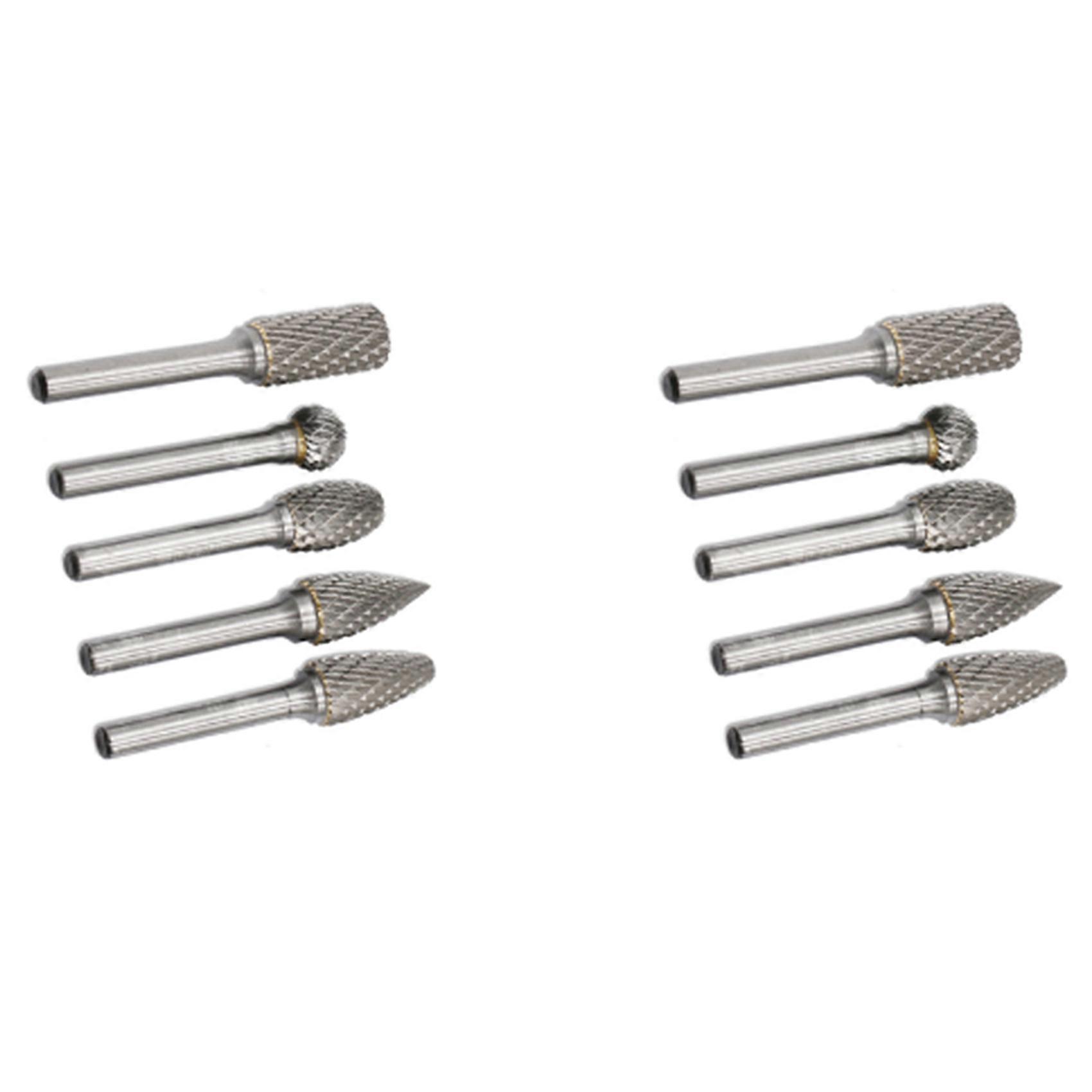 Carbide Rotary Burr Set 12MM Head with Shank Double Cut File for Drill Bits, Polishing,Engraving,Dri