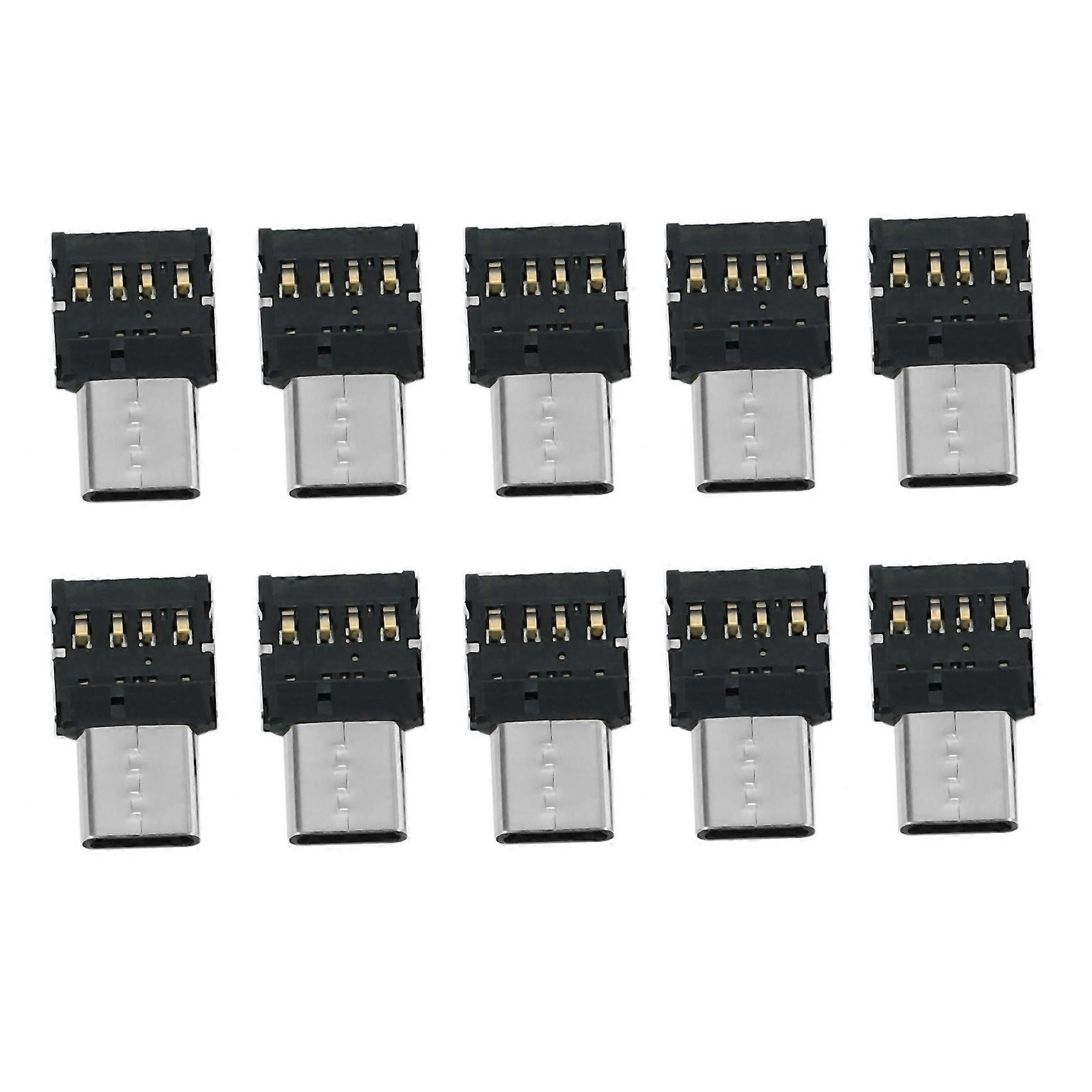 10Pcs Ultra Mini Type-C USB-C to USB 2.0 OTG Adapter for Cell Phone Tablet & USB Cable & Flash Disk