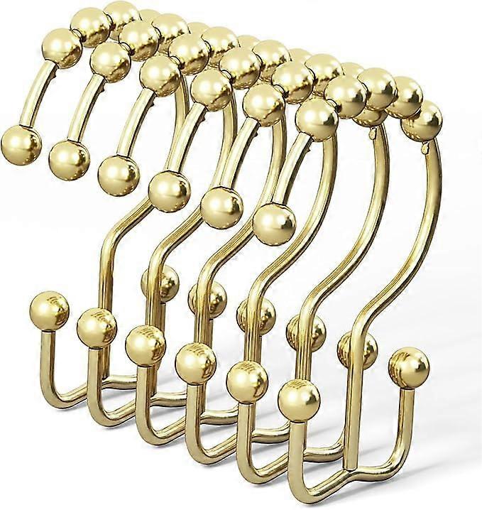 Shower Curtain Hooks Rust Proof Stainless Steel Double Glide Rings for Bathroom, Set of 12