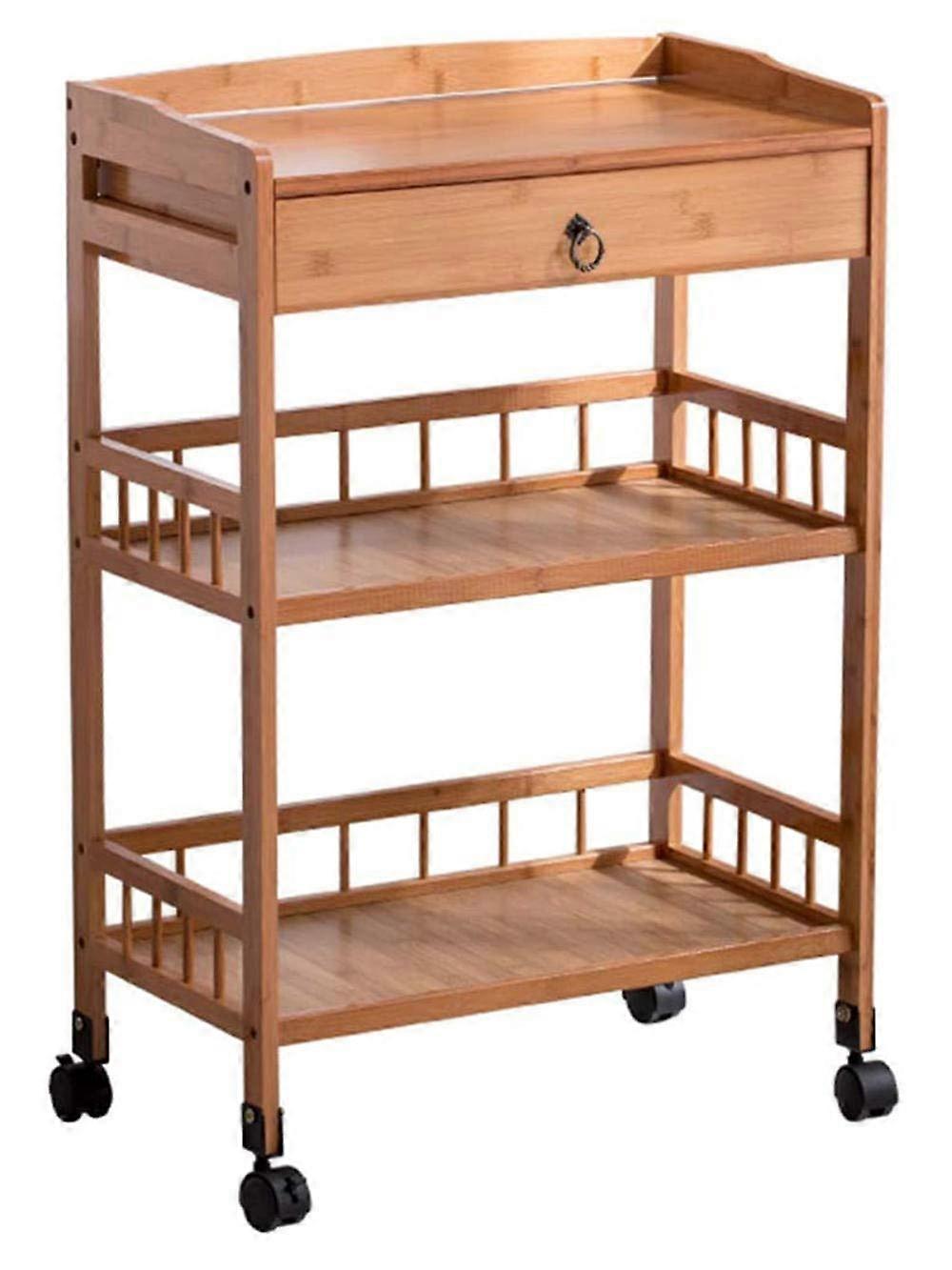Serving Trolley with Storage Cabinet 3 Tier Rolling Kitchen Cart for Home