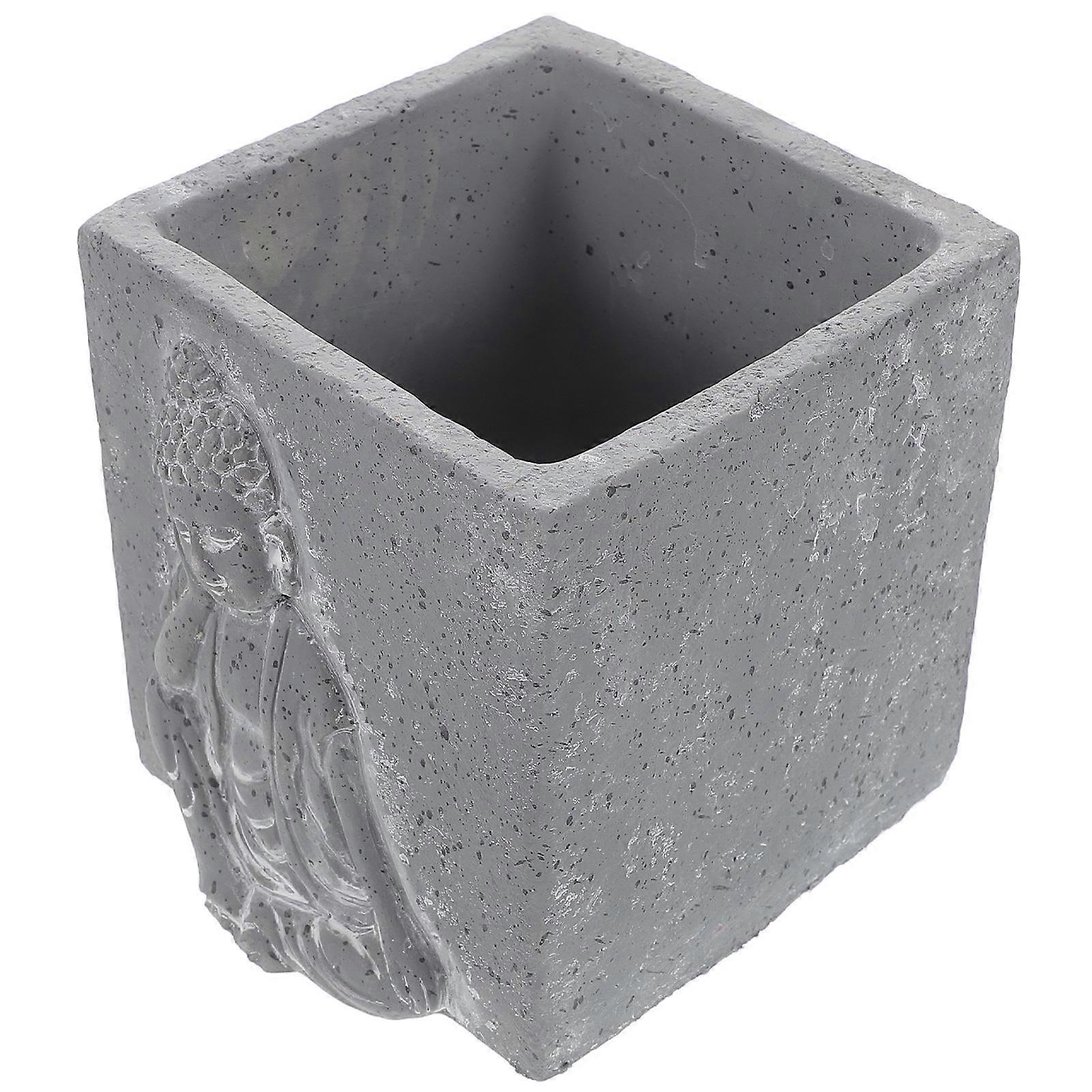 Unique Buddha Pattern Cement Planter for Succulent Plants