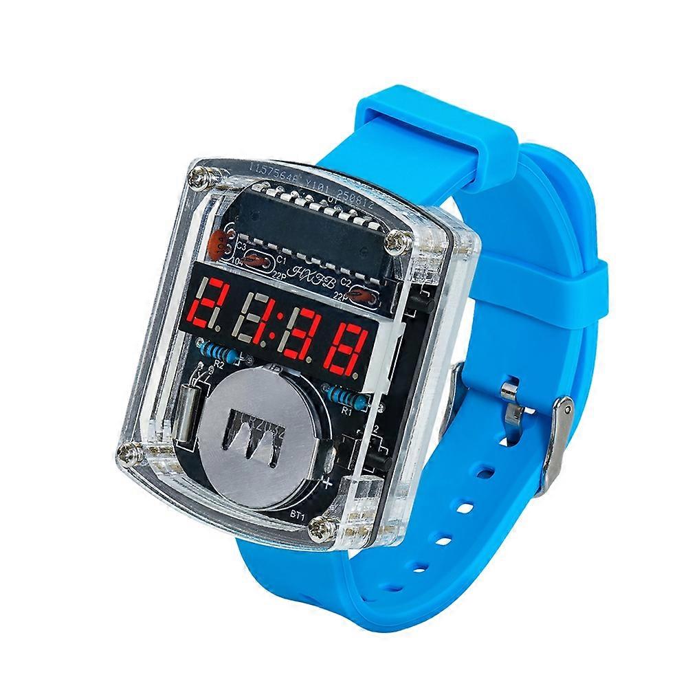 DIY Watch LED Watch Electronic Kit 0.28 Inch Display Time Tube Clock with Case Strap Learning DIY Soldering Project C