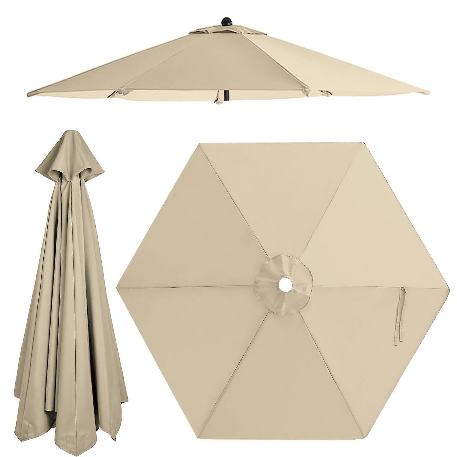 7.5ft Khaki Patio Umbrella Replacement Canopy UV50+ FadeResistant Polyester for 6Rib Frame