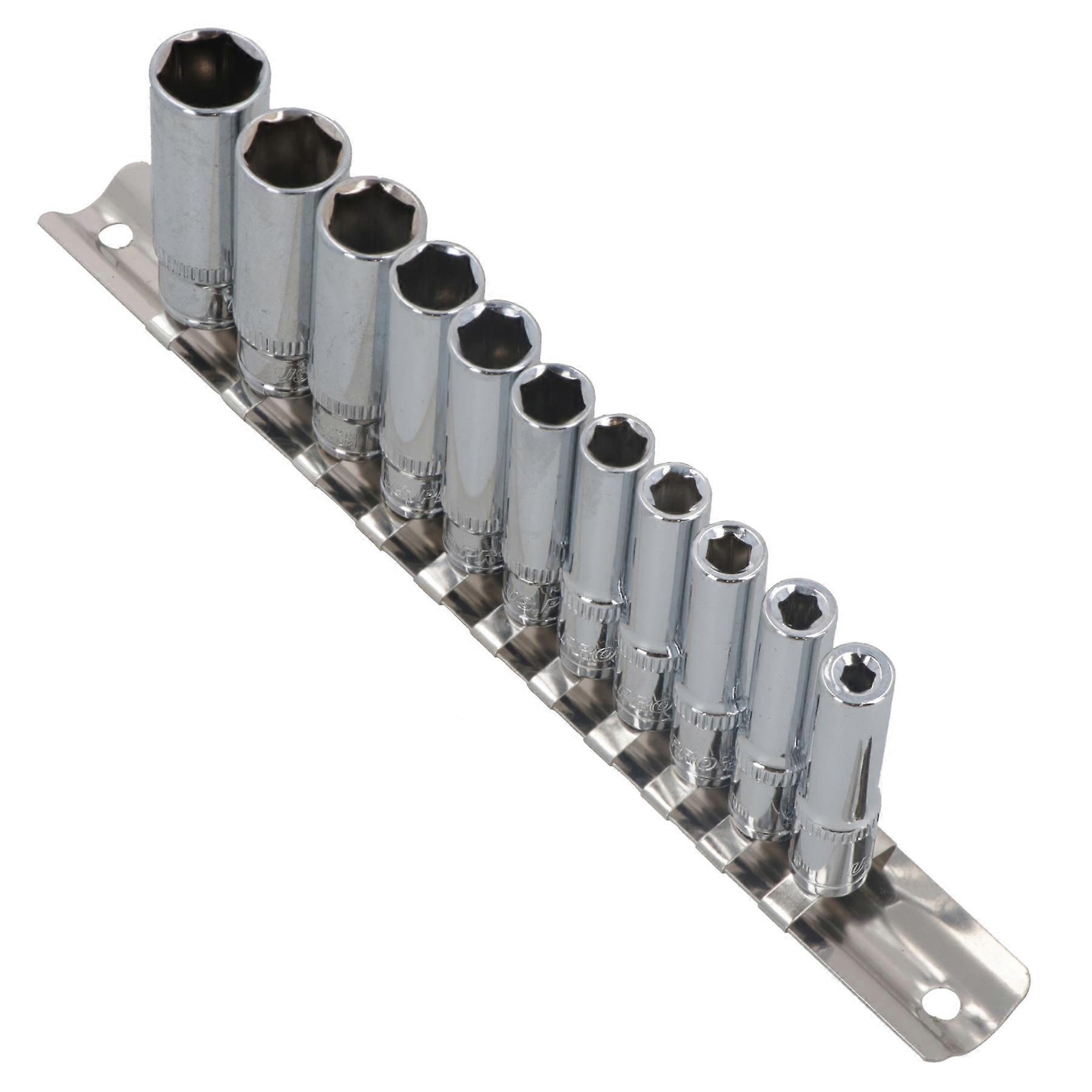 1/4" Drive Metric MM Double Deep Sockets 11pc 4mm - 13mm 6 Sided By Bergen