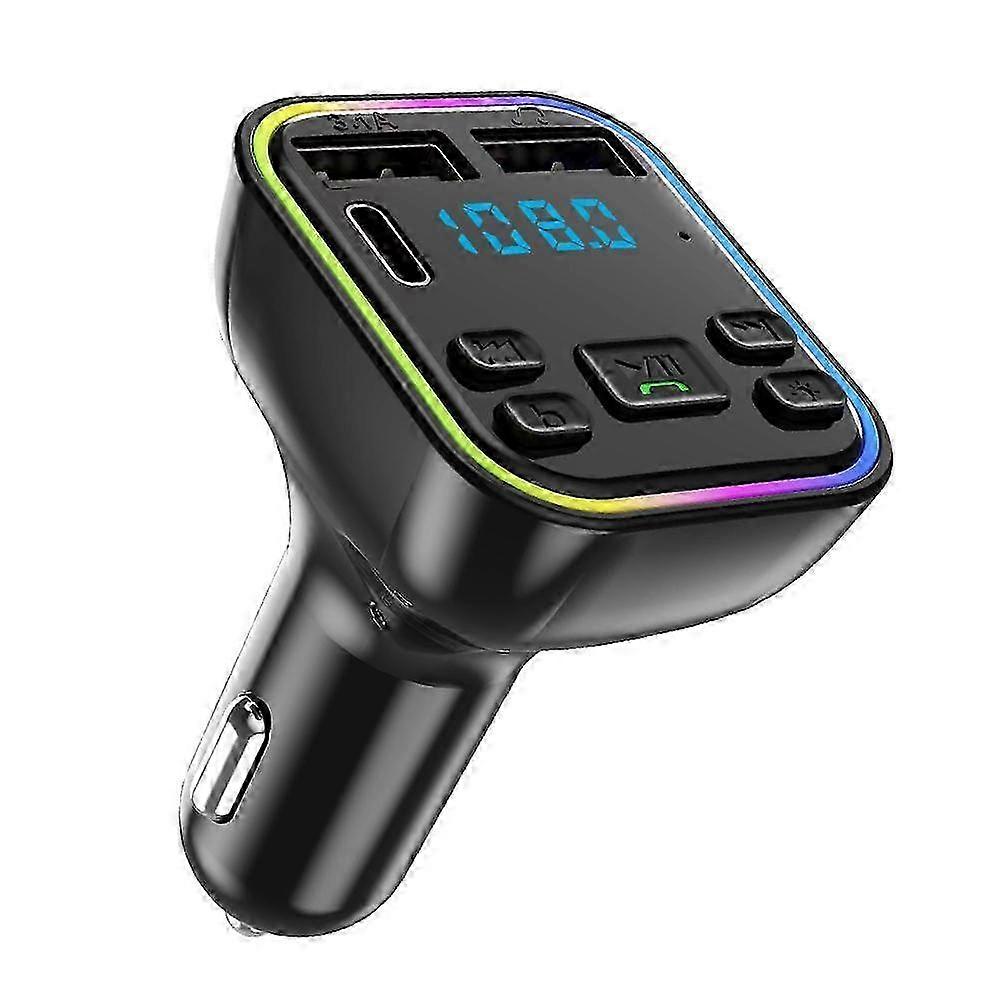 Bluetooth FM Transmitter for Cars with Dual USB Fast Charger and Ambient Light