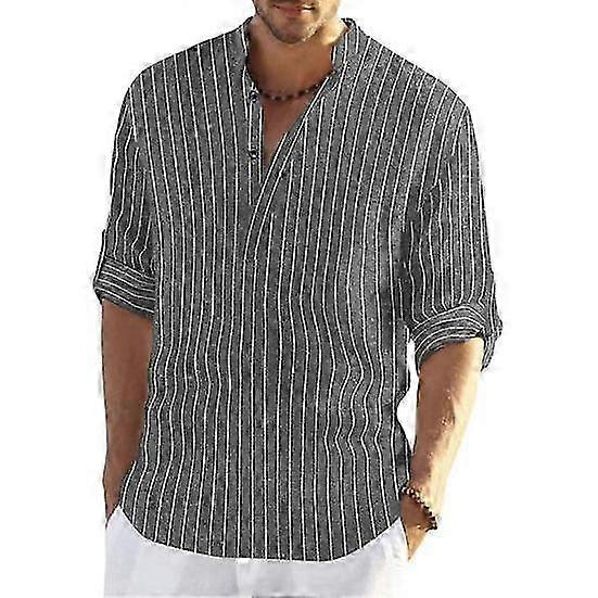 Versatile Striped Long Sleeve Shirt with Cufflink Closure for Men