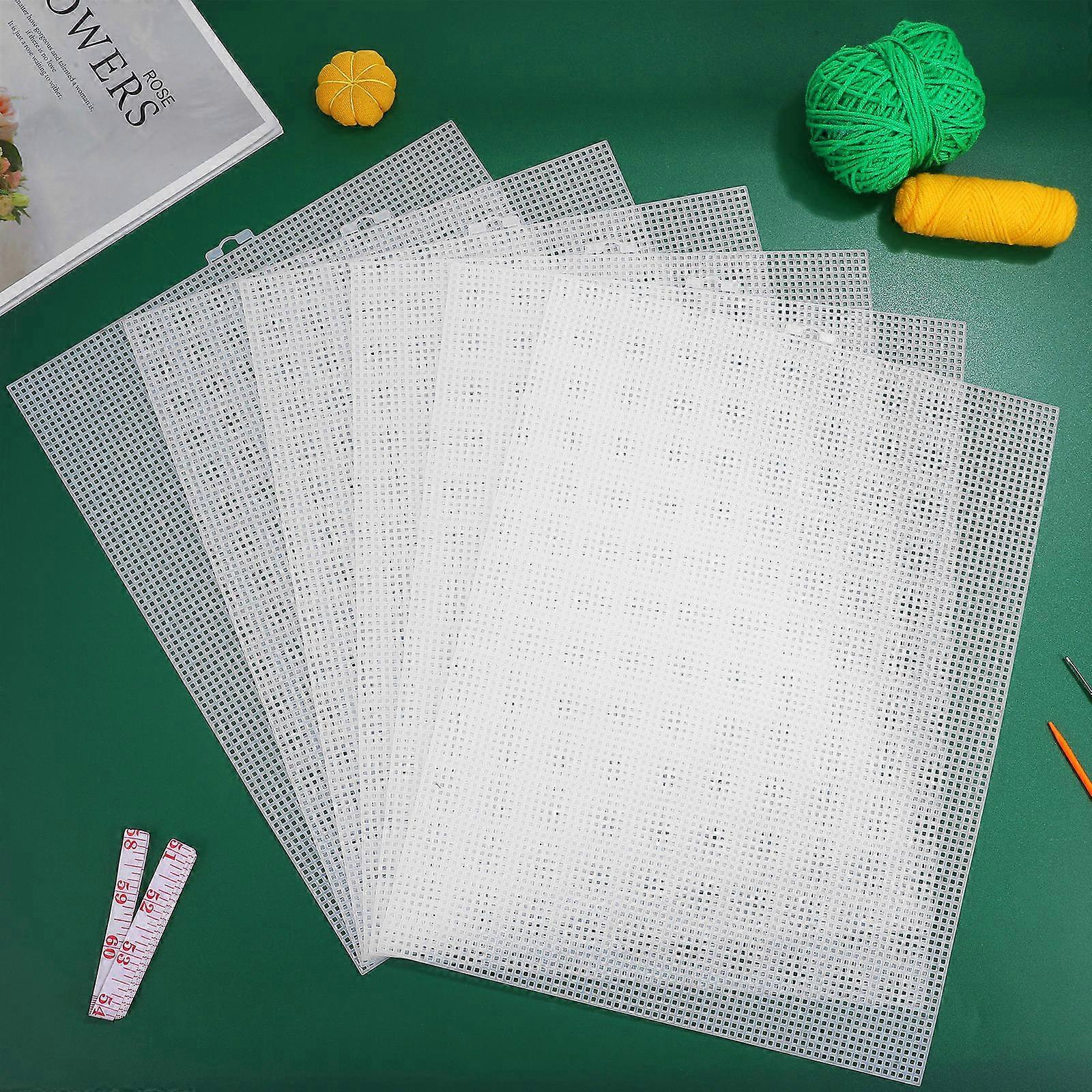6pcs Plastic Canvas Sheets Clear Blank Mesh Canvas Sheets Embroidery Craft Sheets For Knitting Crocheting