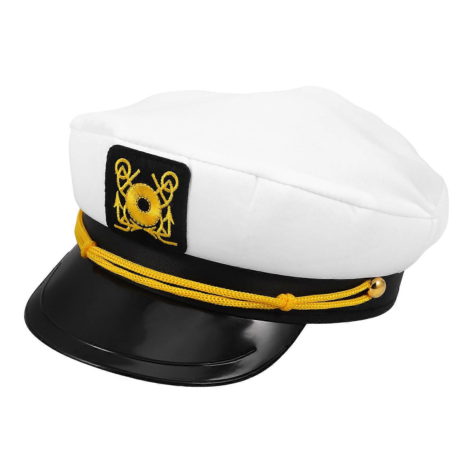 Mariners Hat Adjustable Navy Hat for Decor with White Embroidery