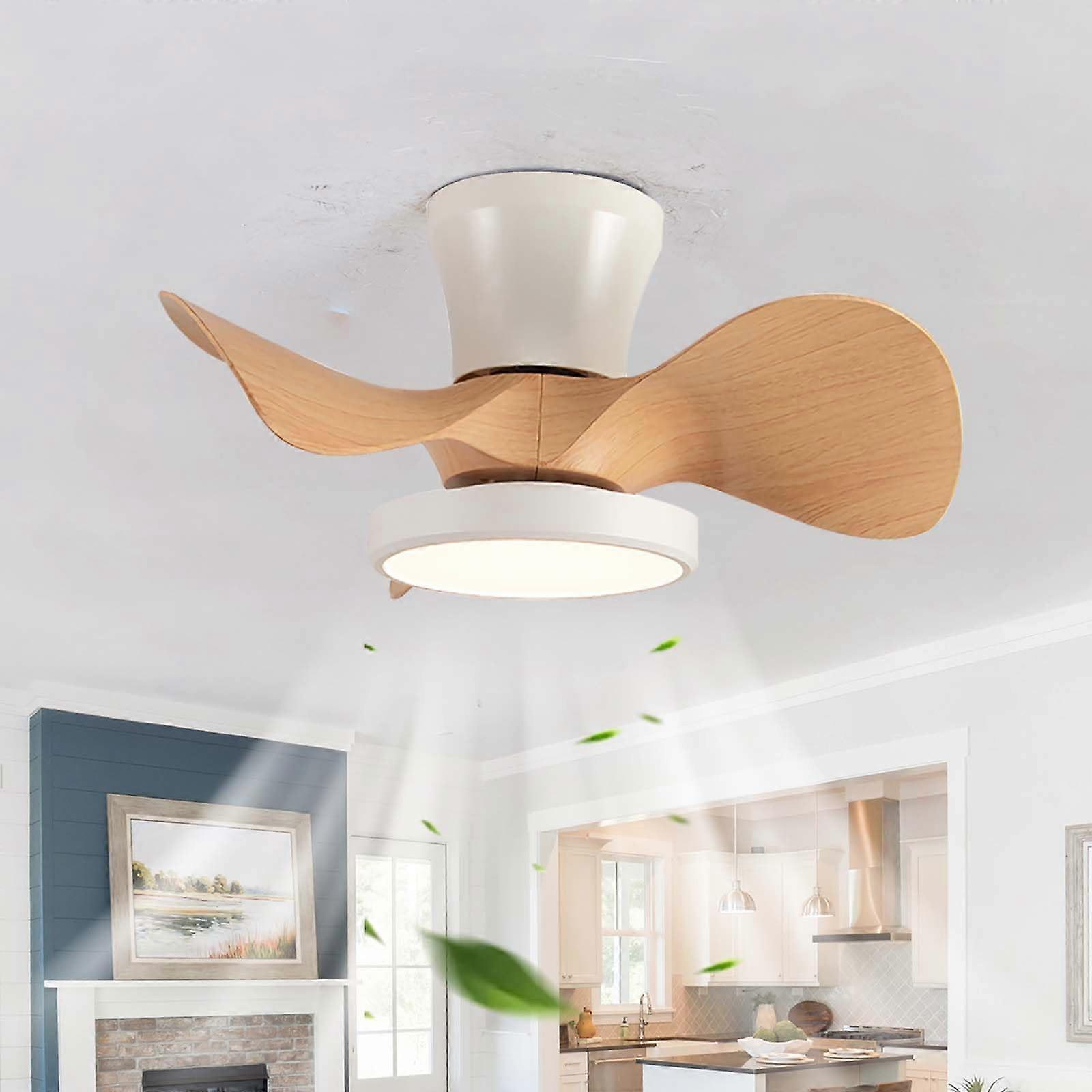 Silent Copper Motor Ceiling Fan with Smart Dimmable LED, Reversible Summer Winter Mode, Wood Design