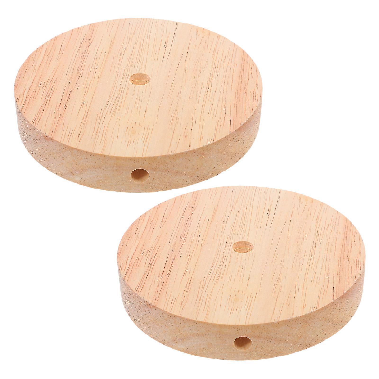 Solid Wood Light Brown Lamp Base for 2Pcs DIY Desk Lamp Holder