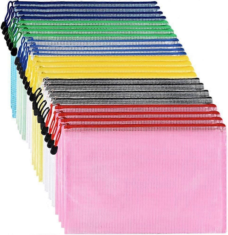 Plastic Wallets A4 Zipped Wallets- 24 Pieces Document Zip Folder File Zipper Bags A4 Plast