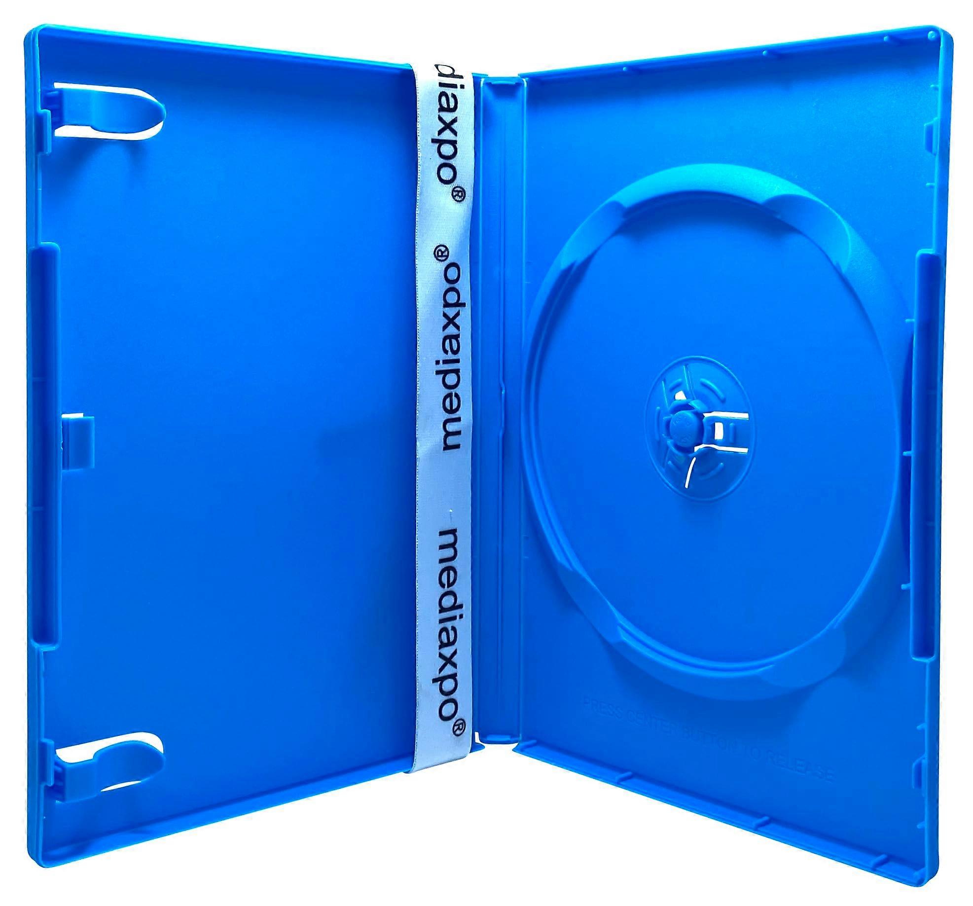 10 Standard Solid Blue Single DVD Storage Cases with Durable Polypropylene and Secure Locking